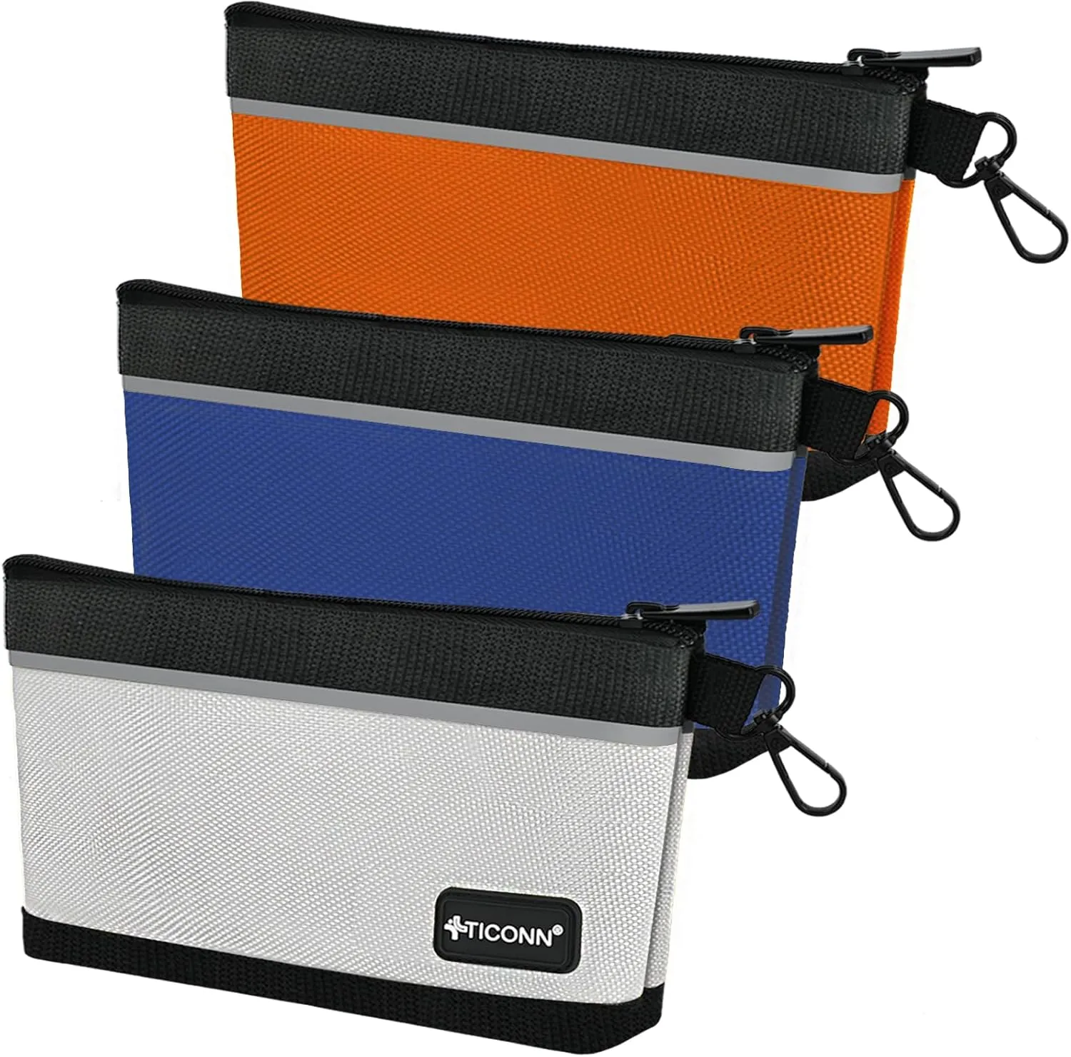 TICONN Tool Pouches with Zipper, 1680D Oxford Small Tool Bags, Waterproof Utility Bag Zipper Pouch for Tool Organizers and Storage (3 Pack Medium)