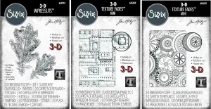 Tim Holtz 3-D Mini Foundry & Mini Mechanics Embossing Folders with Oak Leaf Impresslit - 3 Items