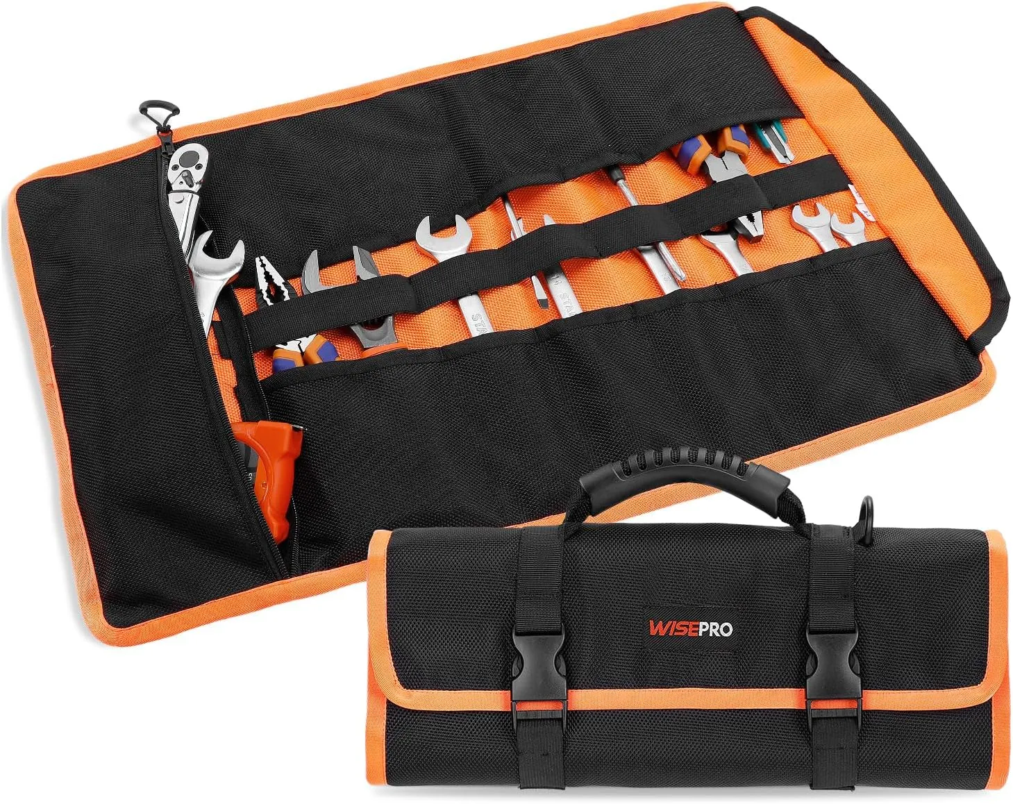 Tool Roll Up Bag with 13 Pockets, Portable Roll Up Tool Bag for Electrician, Plumber, Carpenter, Mechanic, Tool Storage Pouch,Tool Roll Organizer