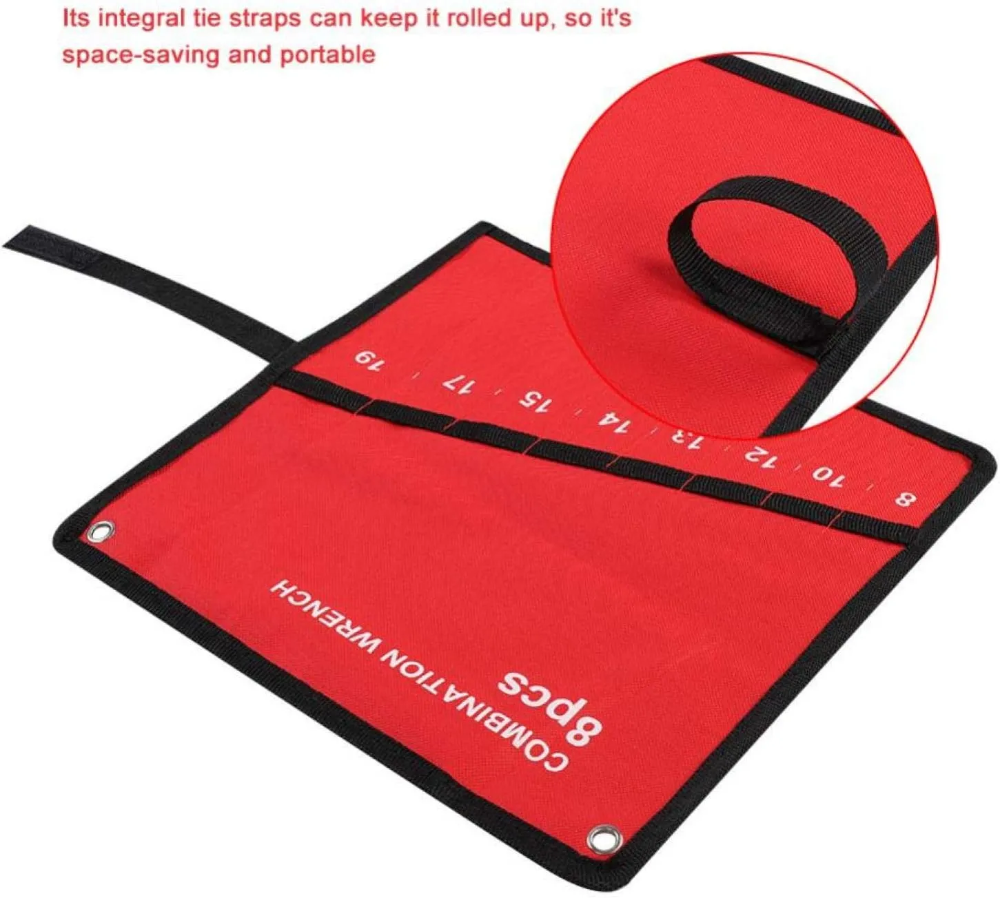 Tools Storage Bag, Multi-Pocket Roll Up Tools Bag Roll up Tool Bag for Men Waterproof Canvas Organizer Pouch for Spanner Plier Wrench Holder(8 Pockets Bag)
