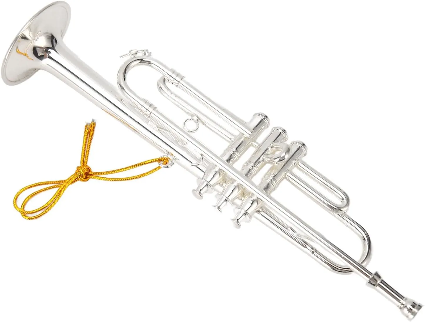 Topyond Mini Trumpet 14cm 5.5in Silver Copper Exquisite Lifelike Decoration for Music Lovers, Car, Backpack, Handbag, and Christmas Tree for Christmas and Valentine