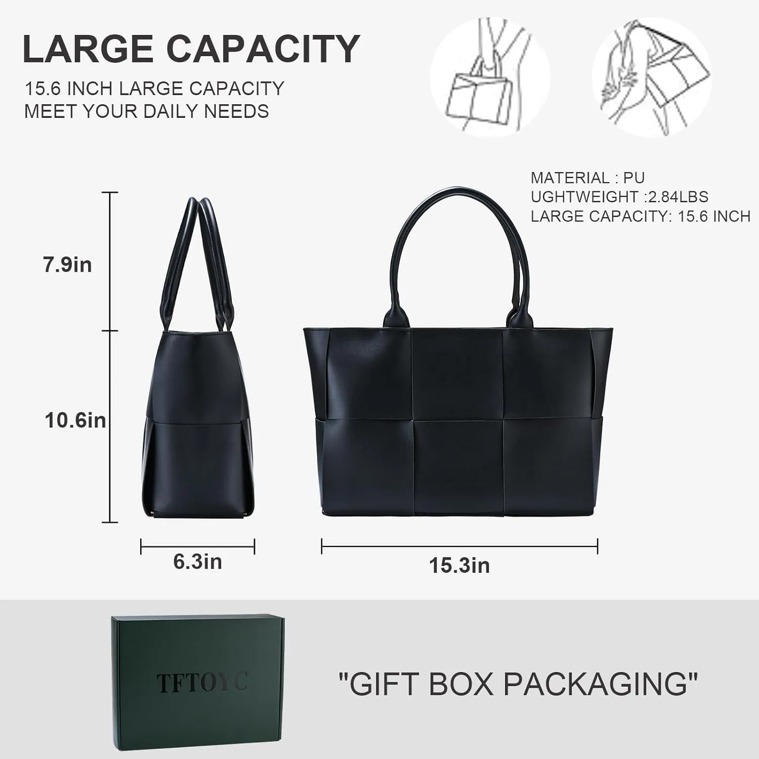 Tote Bag for Women Leather Shoulder Bag Large Purse Handbag