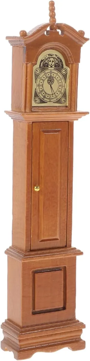 Totority Miniture House Furniture 1pc Dollhouse Grandfather Clock Child Furniture Wood Wooden Old Fashioned Kids Clock