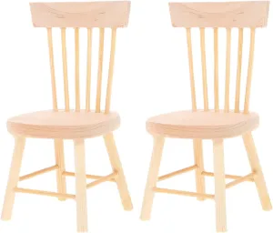 Totority Unfinished Dollhouse Chairs - 10pcs Vintage Mini Wood Chair Props Toppers Home Photo Sofa Decoration Miniature Accessory Layout
