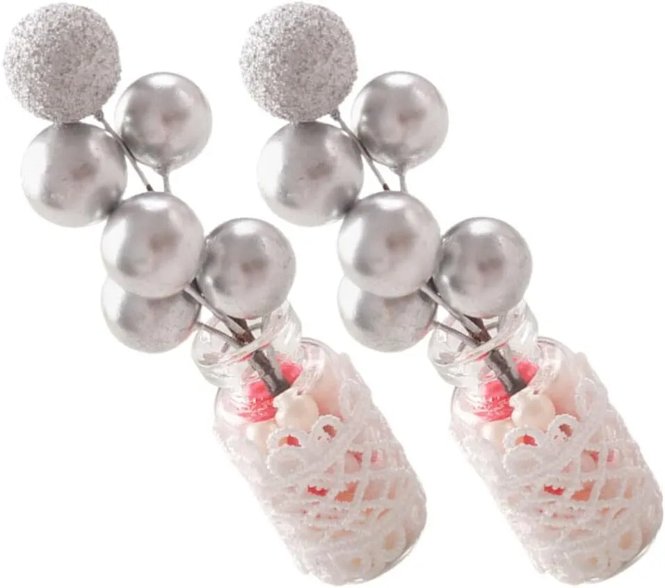 TOYANDONA 2pcs Miniature Berry Picks in Bottle Models 1:12 Doll House Bonsai Micro-landscape Ornaments for Christmas Fairy Garden Dollhouse Decorations Sky-blue