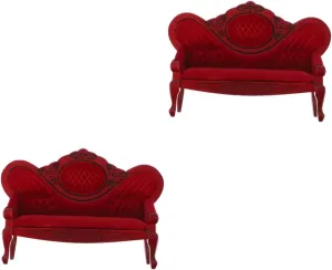TOYANDONA 4pcs Dollhouse Miniature Vintage Sofa Model Scale Wooden Furniture for Living Room Decoration Tiny Retro Sofa for Dollhouse Scenes Fine Craftsmanship Rich Color