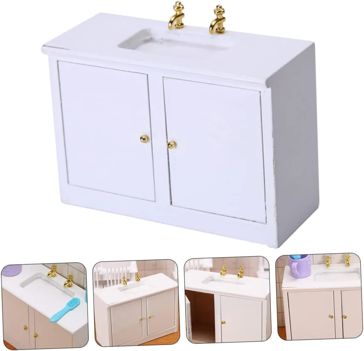 Toyvian 2 pcs Miniature Washing Table Model White DIY Accessory for Dollhouses Small House Ornament for Enhancing Imagination and Creativity Playtime