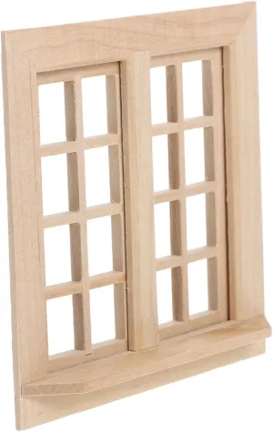 Toyvian 4pcs Miniature Window Decor Uncolored Wooden Dollhouse Window Model Mini House Adornment for DIY Miniature Homes for Crafting and Home Decor