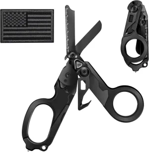 Trauma Shears, Stainless Steel Pocket Scissors Glass Breaker Emergency Response Trauma Scissors,Outdoor Camping Tools Multi-function Shears with 1piece Hook and Loop (Carbon Black)