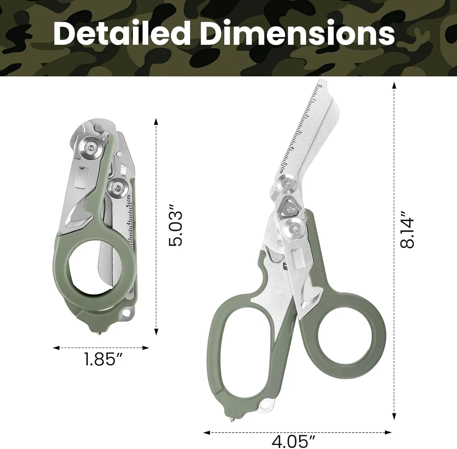 Trauma Shears, Stainless Steel Pocket Scissors Glass Breaker Emergency Response Trauma Scissors,Outdoor Camping Tools Multi-function Shears with 1piece Hook and Loop (Carbon Black)