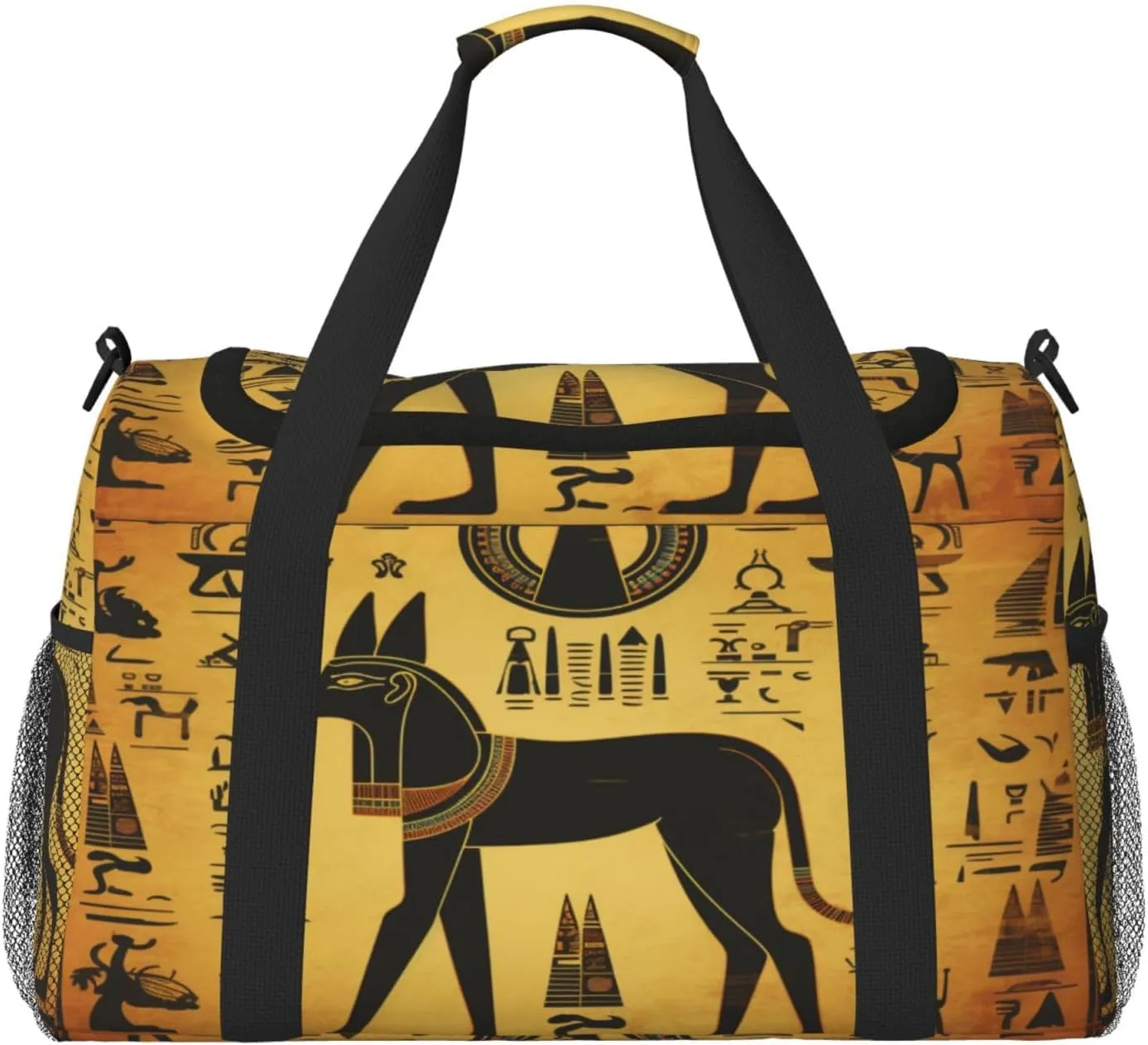 Travel Duffel Bag For Men Women, Ancient Egypt Murals Anubis Hieroglyph Carry On Sport Gym Bag With Shoulder Strap Lightweight Waterproof Weekender Bag Overnight Bag