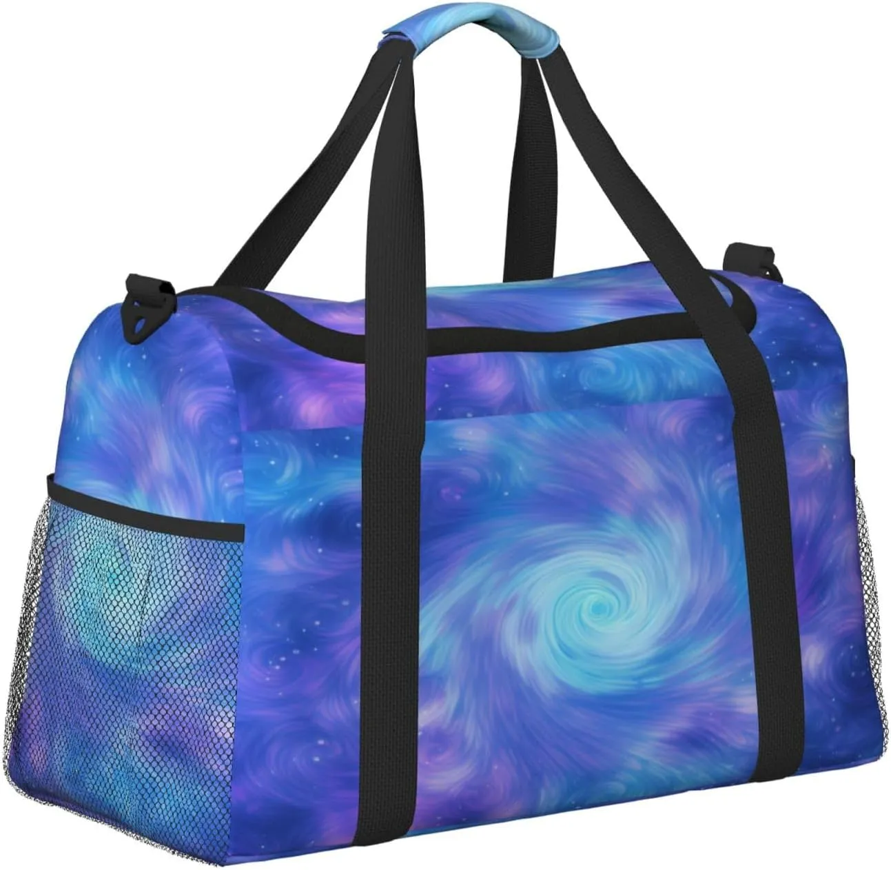 Travel Duffel Bag For Men Women, Blue Purple Halo Swirl Art Painting Carry On Sport Gym Bag With Shoulder Strap Lightweight Waterproof Weekender Bag Overnight Bag