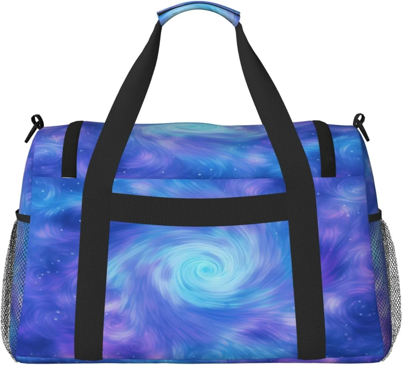 Travel Duffel Bag For Men Women, Blue Purple Halo Swirl Art Painting Carry On Sport Gym Bag With Shoulder Strap Lightweight Waterproof Weekender Bag Overnight Bag
