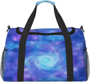 Travel Duffel Bag For Men Women, Blue Purple Halo Swirl Art Painting Carry On Sport Gym Bag With Shoulder Strap Lightweight Waterproof Weekender Bag Overnight Bag