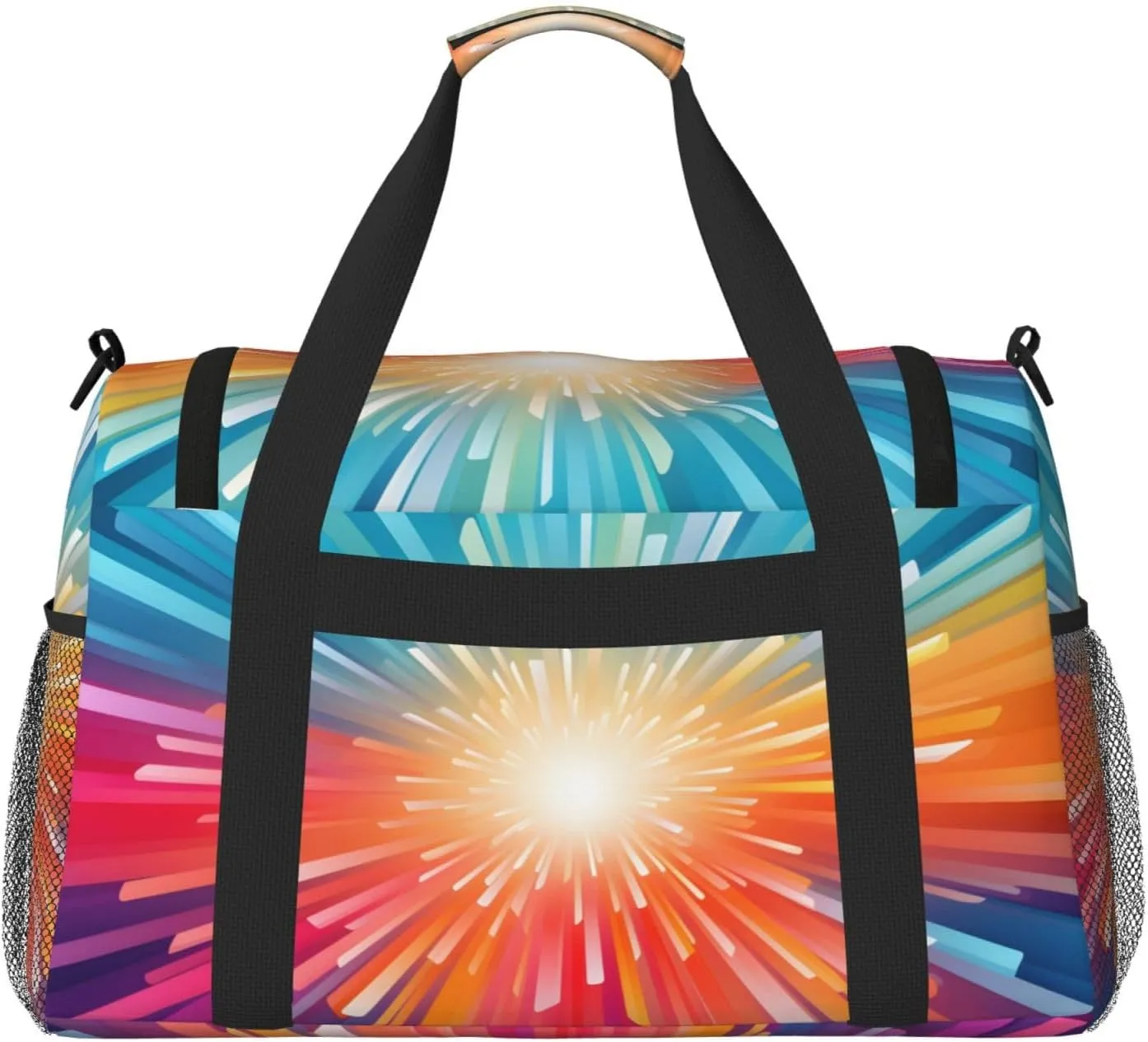 Travel Duffel Bag For Men Women, Colorful Explosion Beam Carry On Sport Gym Bag With Shoulder Strap Lightweight Waterproof Weekender Bag Overnight Bag