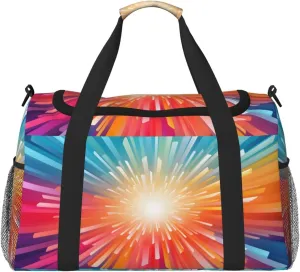 Travel Duffel Bag For Men Women, Colorful Explosion Beam Carry On Sport Gym Bag With Shoulder Strap Lightweight Waterproof Weekender Bag Overnight Bag