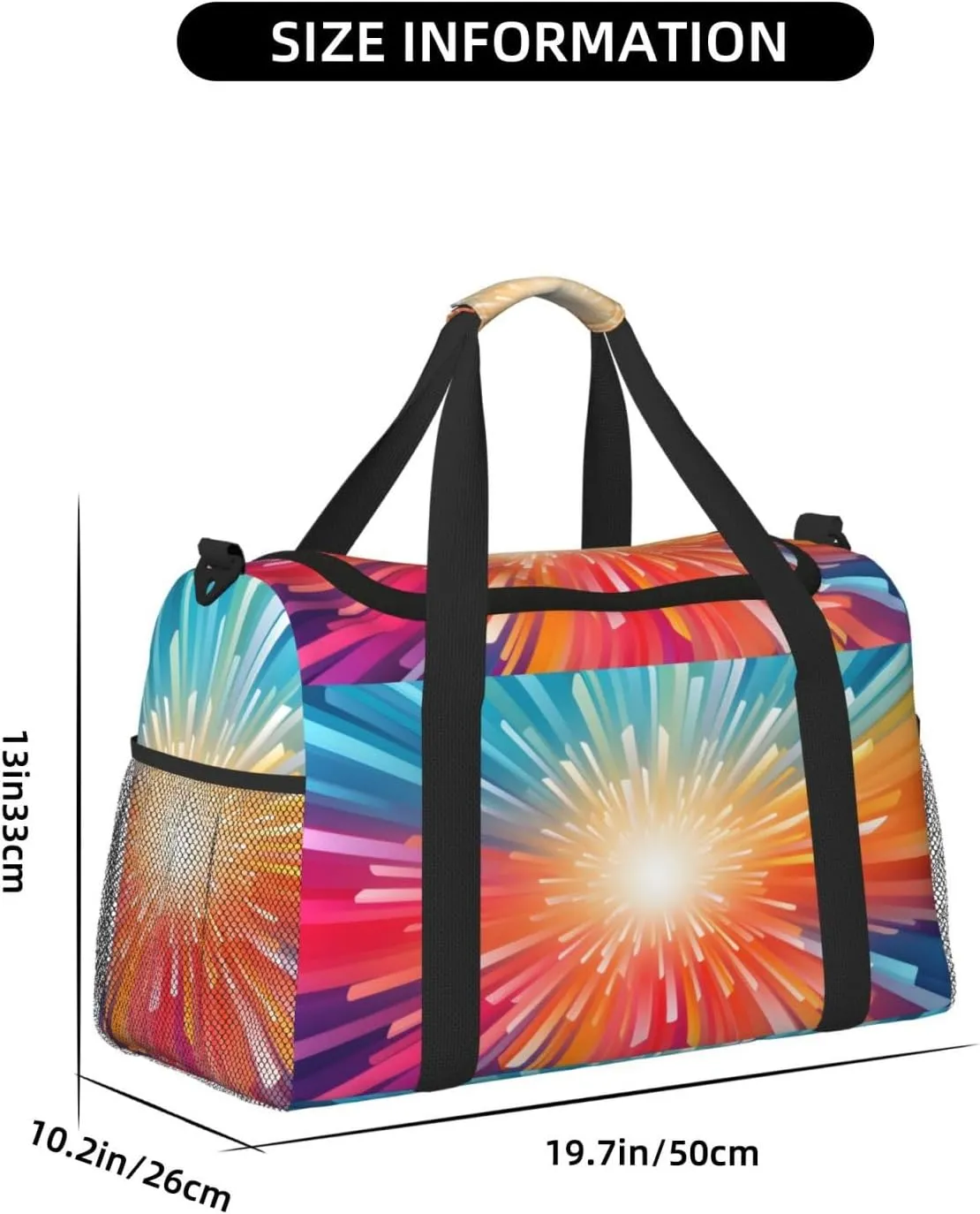 Travel Duffel Bag For Men Women, Colorful Explosion Beam Carry On Sport Gym Bag With Shoulder Strap Lightweight Waterproof Weekender Bag Overnight Bag