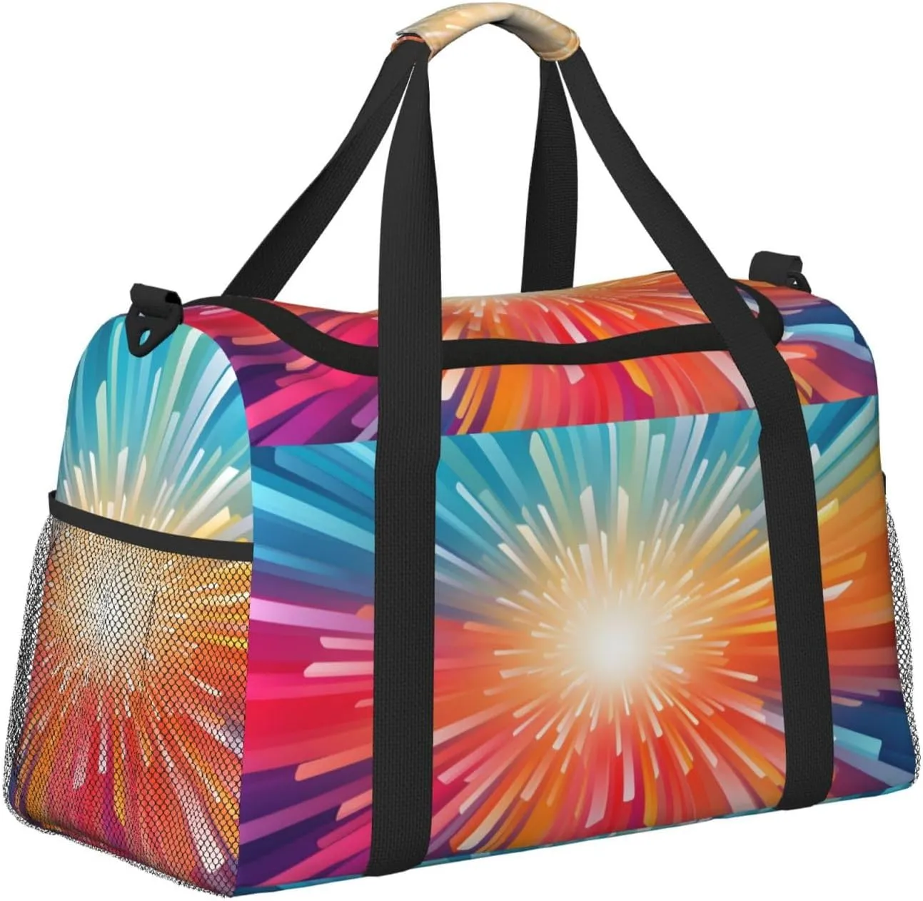 Travel Duffel Bag For Men Women, Colorful Explosion Beam Carry On Sport Gym Bag With Shoulder Strap Lightweight Waterproof Weekender Bag Overnight Bag