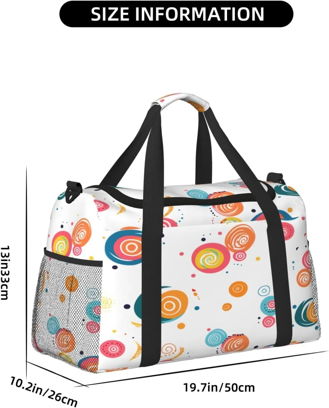 Travel Duffel Bag For Men Women, Colorful Swirl Pattern Carry On Sport Gym Bag With Shoulder Strap Lightweight Waterproof Weekender Bag Overnight Bag