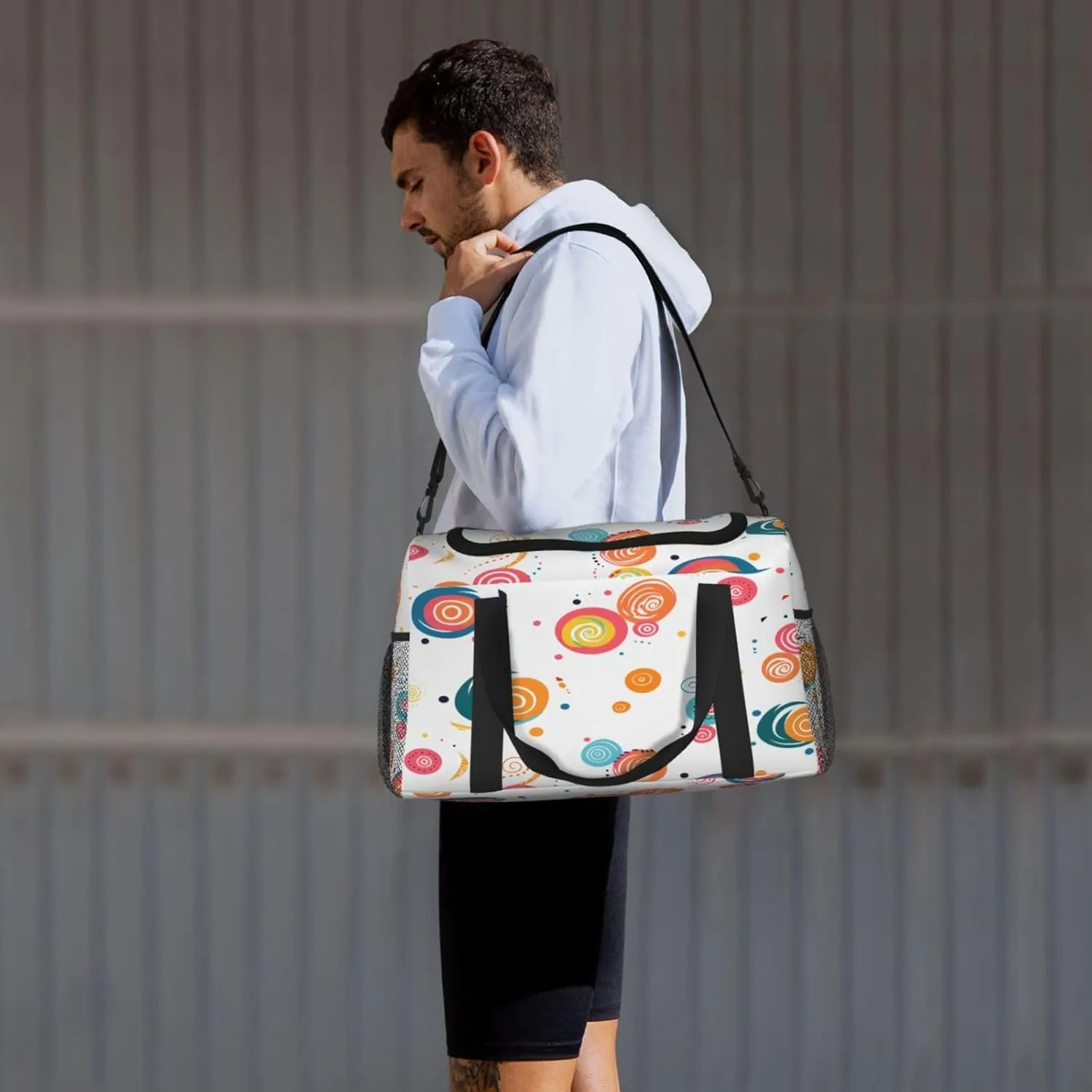 Travel Duffel Bag For Men Women, Colorful Swirl Pattern Carry On Sport Gym Bag With Shoulder Strap Lightweight Waterproof Weekender Bag Overnight Bag