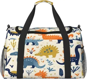 Travel Duffel Bag For Men Women, Cute Dinosaurs Pattern Carry On Sport Gym Bag With Shoulder Strap Lightweight Waterproof Weekender Bag Overnight Bag