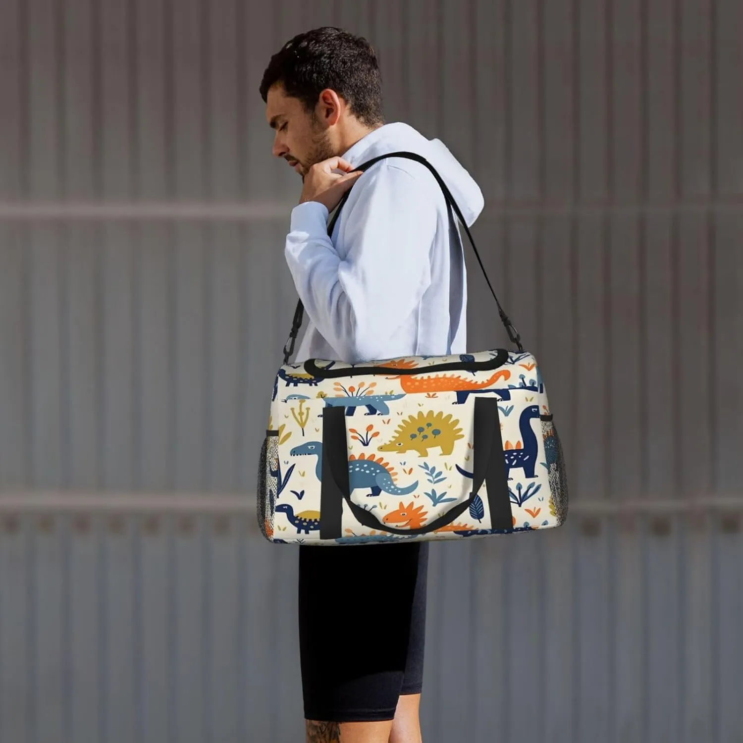 Travel Duffel Bag For Men Women, Cute Dinosaurs Pattern Carry On Sport Gym Bag With Shoulder Strap Lightweight Waterproof Weekender Bag Overnight Bag