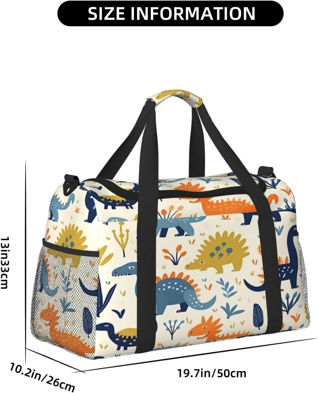 Travel Duffel Bag For Men Women, Cute Dinosaurs Pattern Carry On Sport Gym Bag With Shoulder Strap Lightweight Waterproof Weekender Bag Overnight Bag