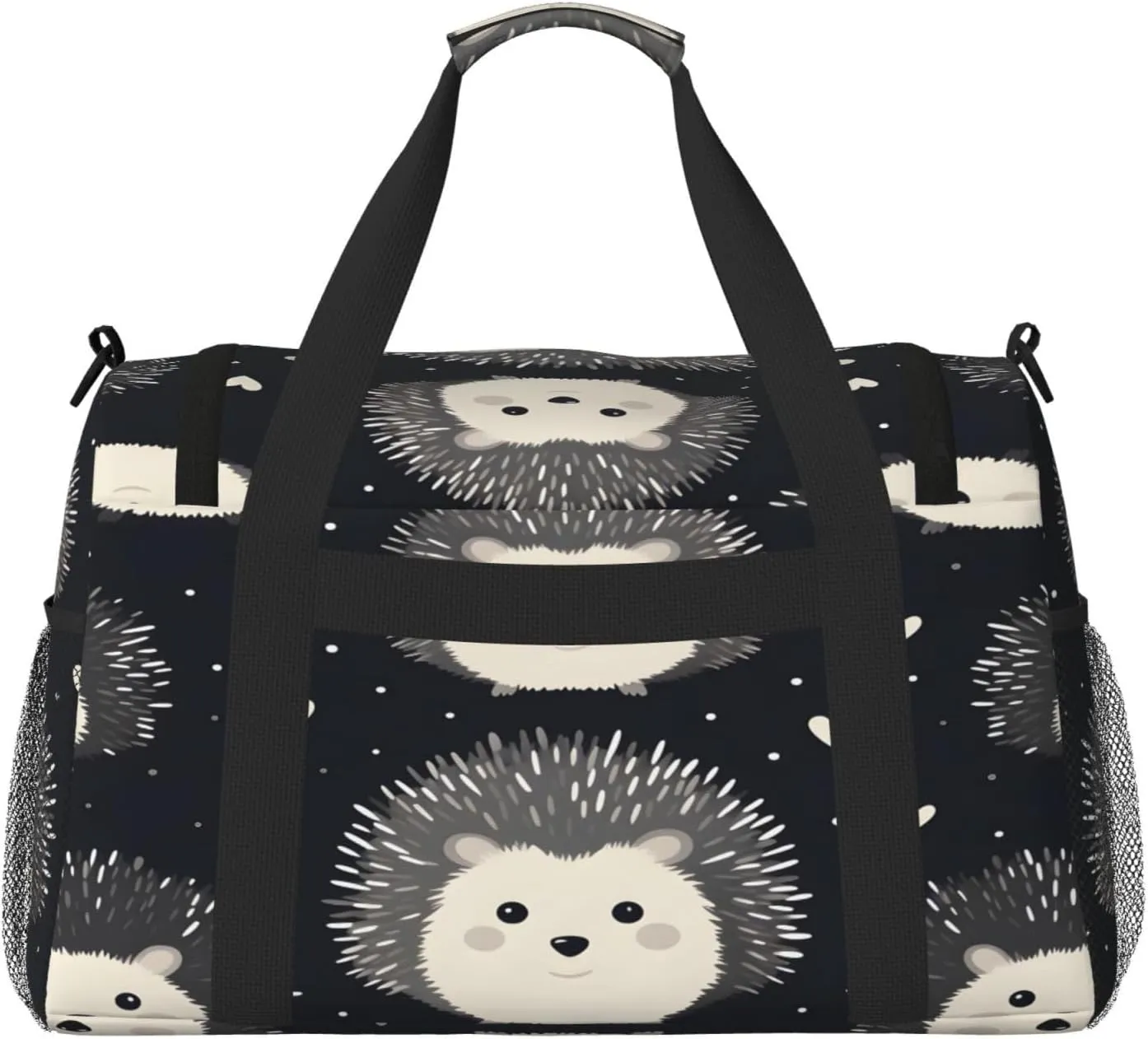 Travel Duffel Bag For Men Women, Cute Hedgehog Pattern Carry On Sport Gym Bag With Shoulder Strap Lightweight Waterproof Weekender Bag Overnight Bag