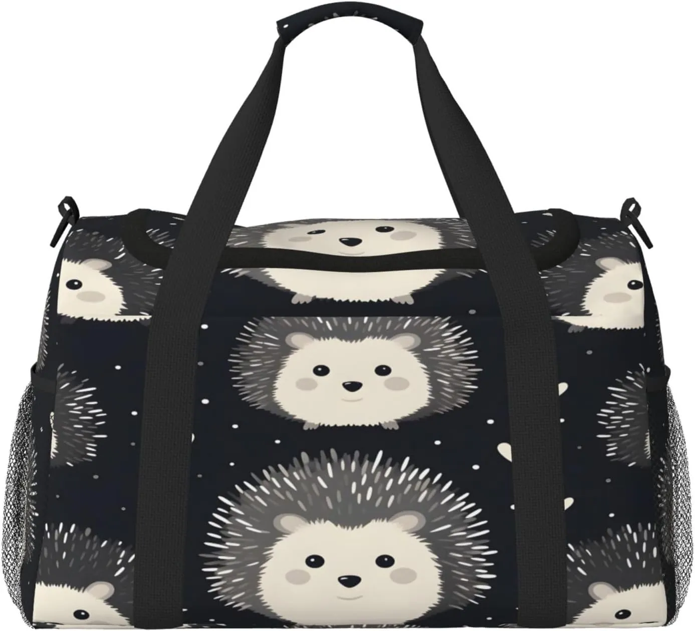 Travel Duffel Bag For Men Women, Cute Hedgehog Pattern Carry On Sport Gym Bag With Shoulder Strap Lightweight Waterproof Weekender Bag Overnight Bag