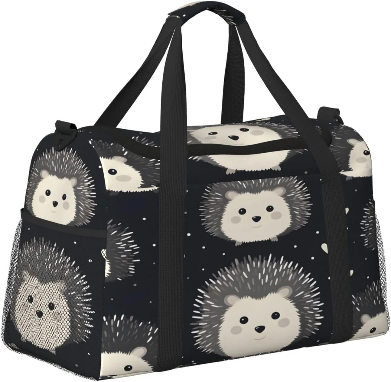 Travel Duffel Bag For Men Women, Cute Hedgehog Pattern Carry On Sport Gym Bag With Shoulder Strap Lightweight Waterproof Weekender Bag Overnight Bag