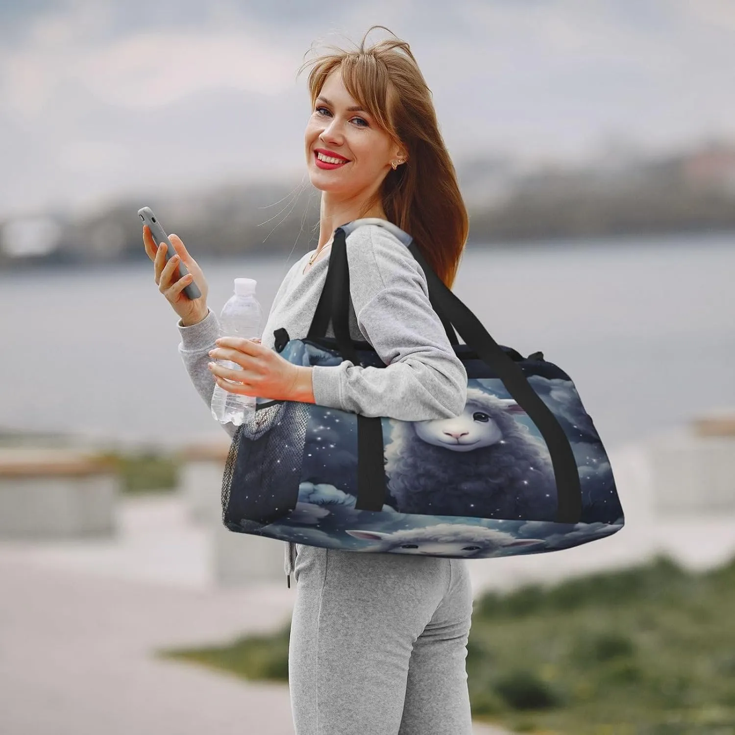 Travel Duffel Bag For Men Women, Cute Sheep Animal Carry On Sport Gym Bag With Shoulder Strap Lightweight Waterproof Weekender Bag Overnight Bag
