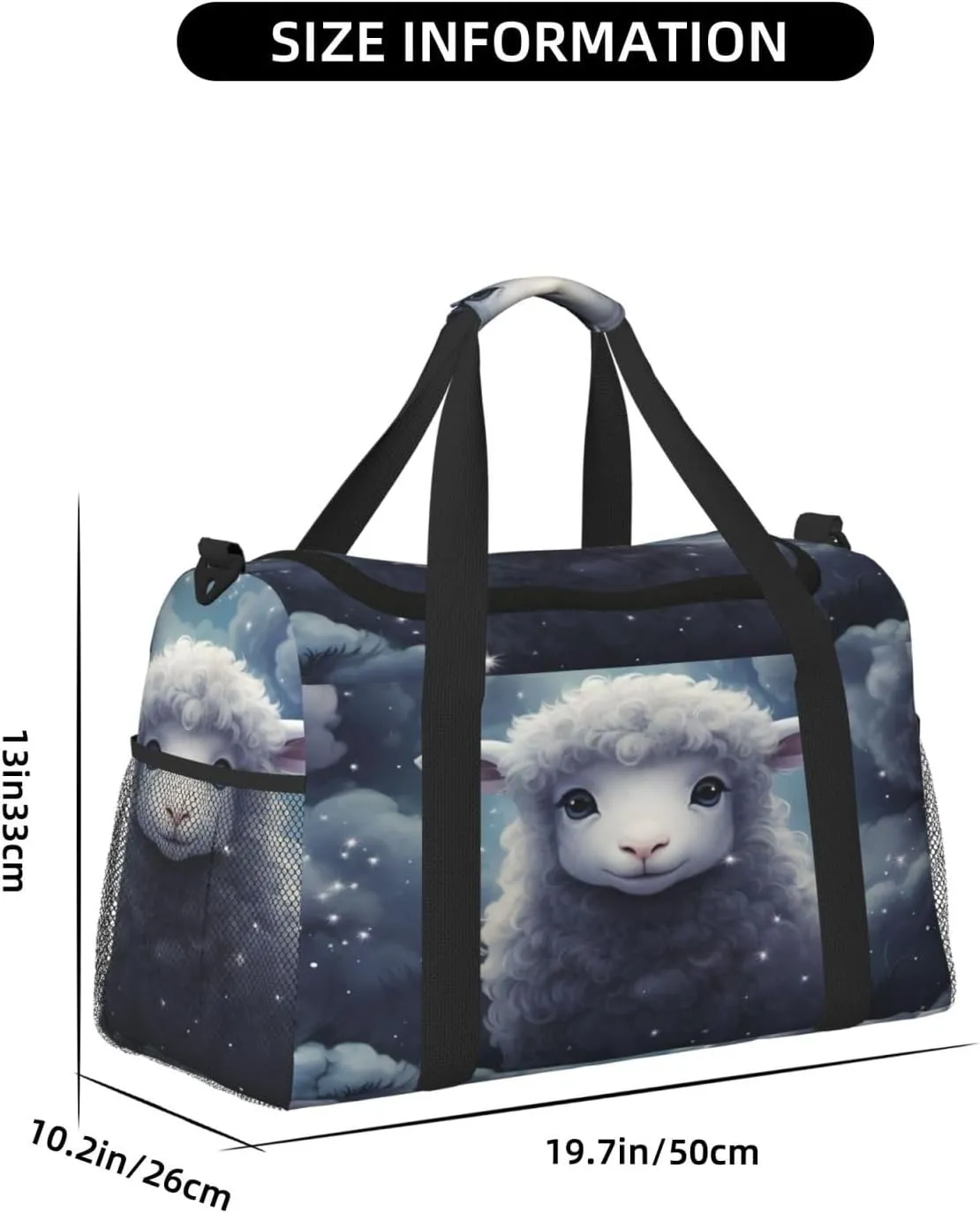 Travel Duffel Bag For Men Women, Cute Sheep Animal Carry On Sport Gym Bag With Shoulder Strap Lightweight Waterproof Weekender Bag Overnight Bag