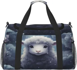 Travel Duffel Bag For Men Women, Cute Sheep Animal Carry On Sport Gym Bag With Shoulder Strap Lightweight Waterproof Weekender Bag Overnight Bag