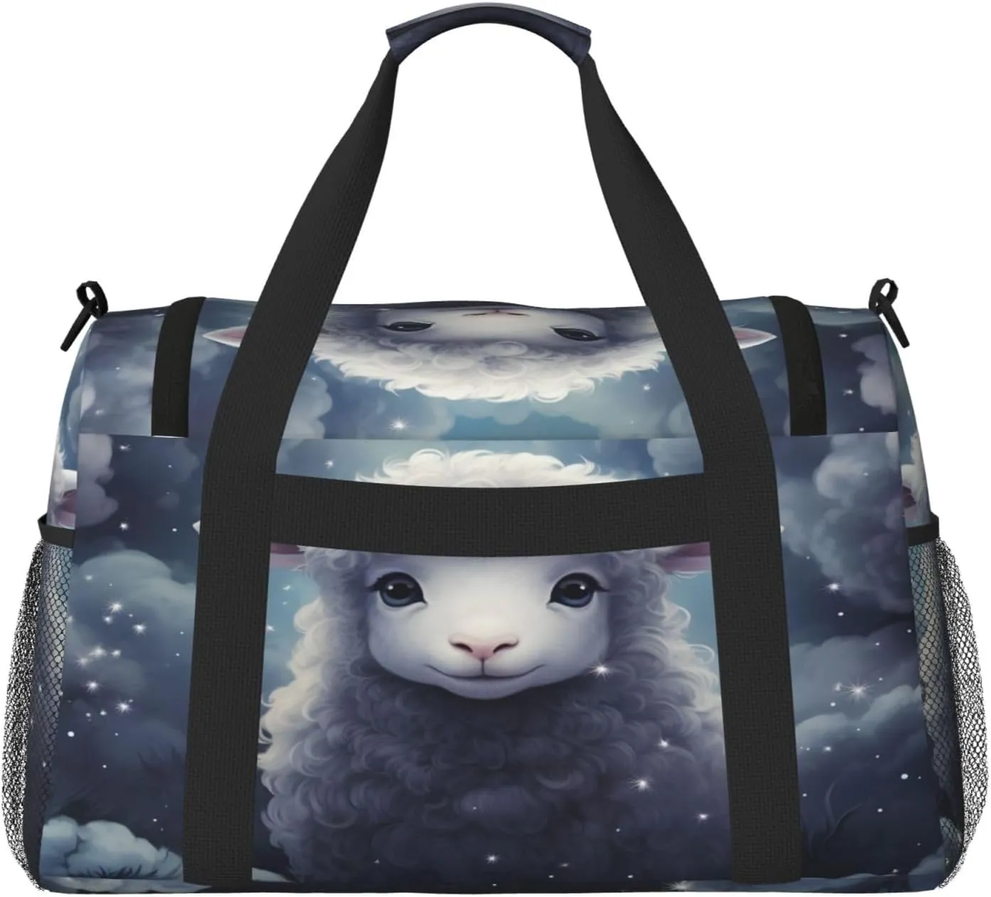 Travel Duffel Bag For Men Women, Cute Sheep Animal Carry On Sport Gym Bag With Shoulder Strap Lightweight Waterproof Weekender Bag Overnight Bag