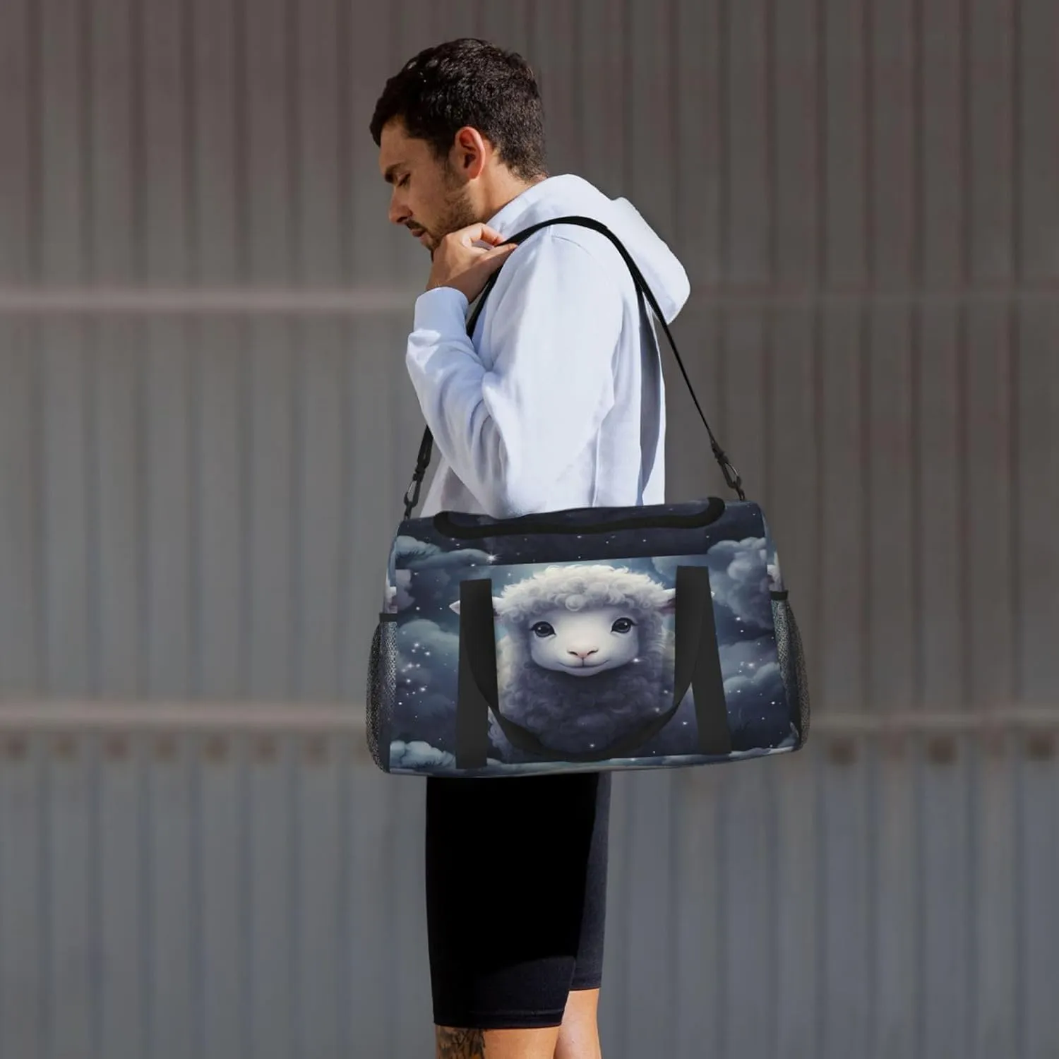 Travel Duffel Bag For Men Women, Cute Sheep Animal Carry On Sport Gym Bag With Shoulder Strap Lightweight Waterproof Weekender Bag Overnight Bag