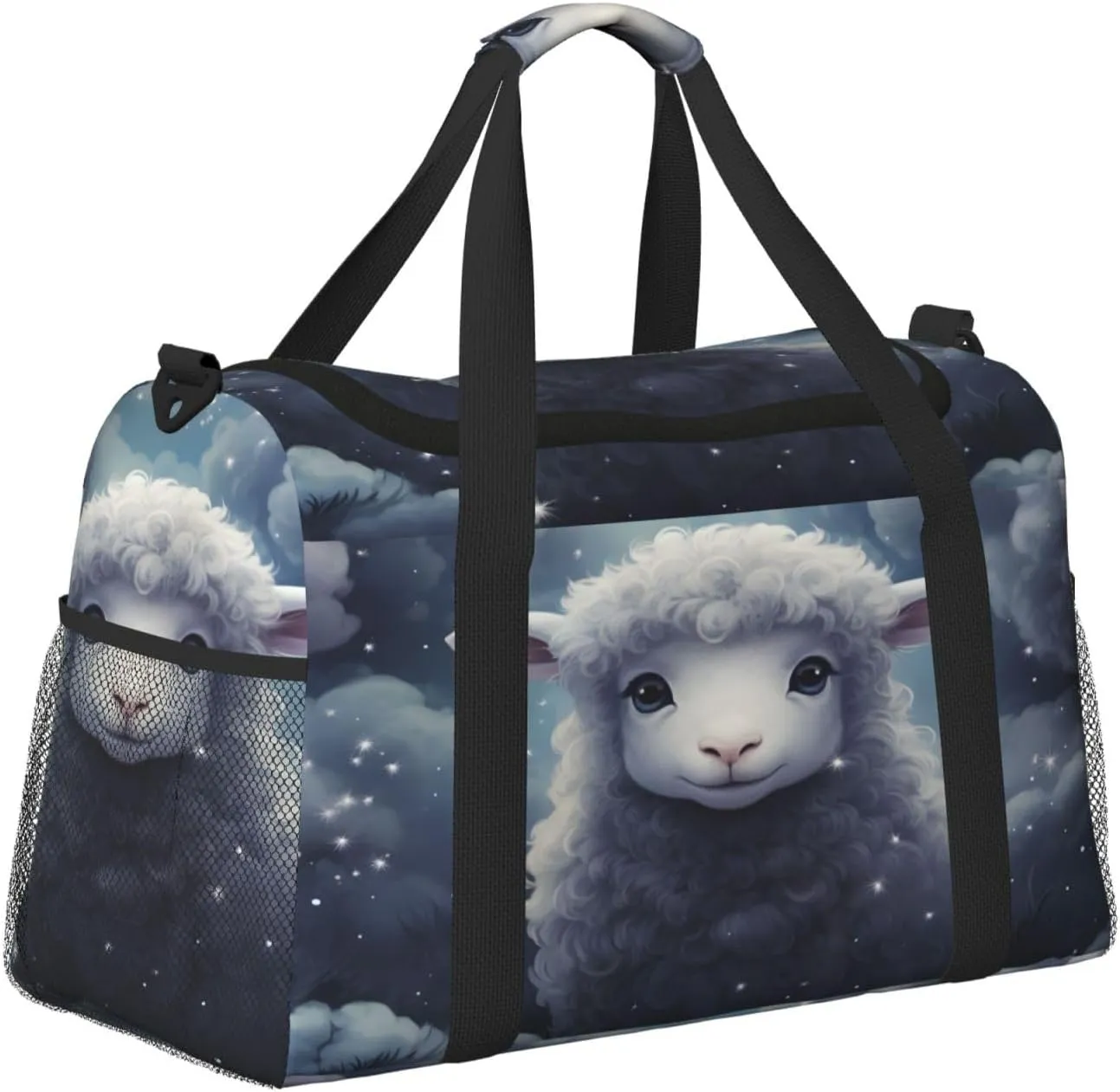 Travel Duffel Bag For Men Women, Cute Sheep Animal Carry On Sport Gym Bag With Shoulder Strap Lightweight Waterproof Weekender Bag Overnight Bag