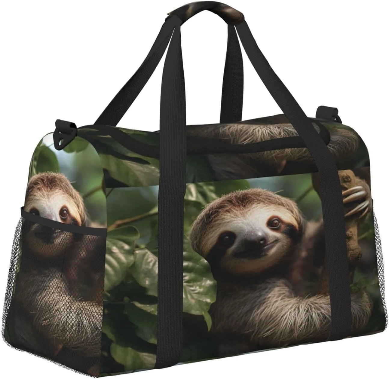 Travel Duffel Bag For Men Women, Cute Wildlife Sloth Carry On Sport Gym Bag With Shoulder Strap Lightweight Waterproof Weekender Bag Overnight Bag