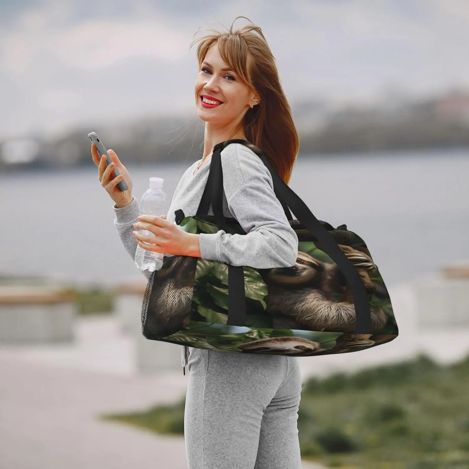 Travel Duffel Bag For Men Women, Cute Wildlife Sloth Carry On Sport Gym Bag With Shoulder Strap Lightweight Waterproof Weekender Bag Overnight Bag
