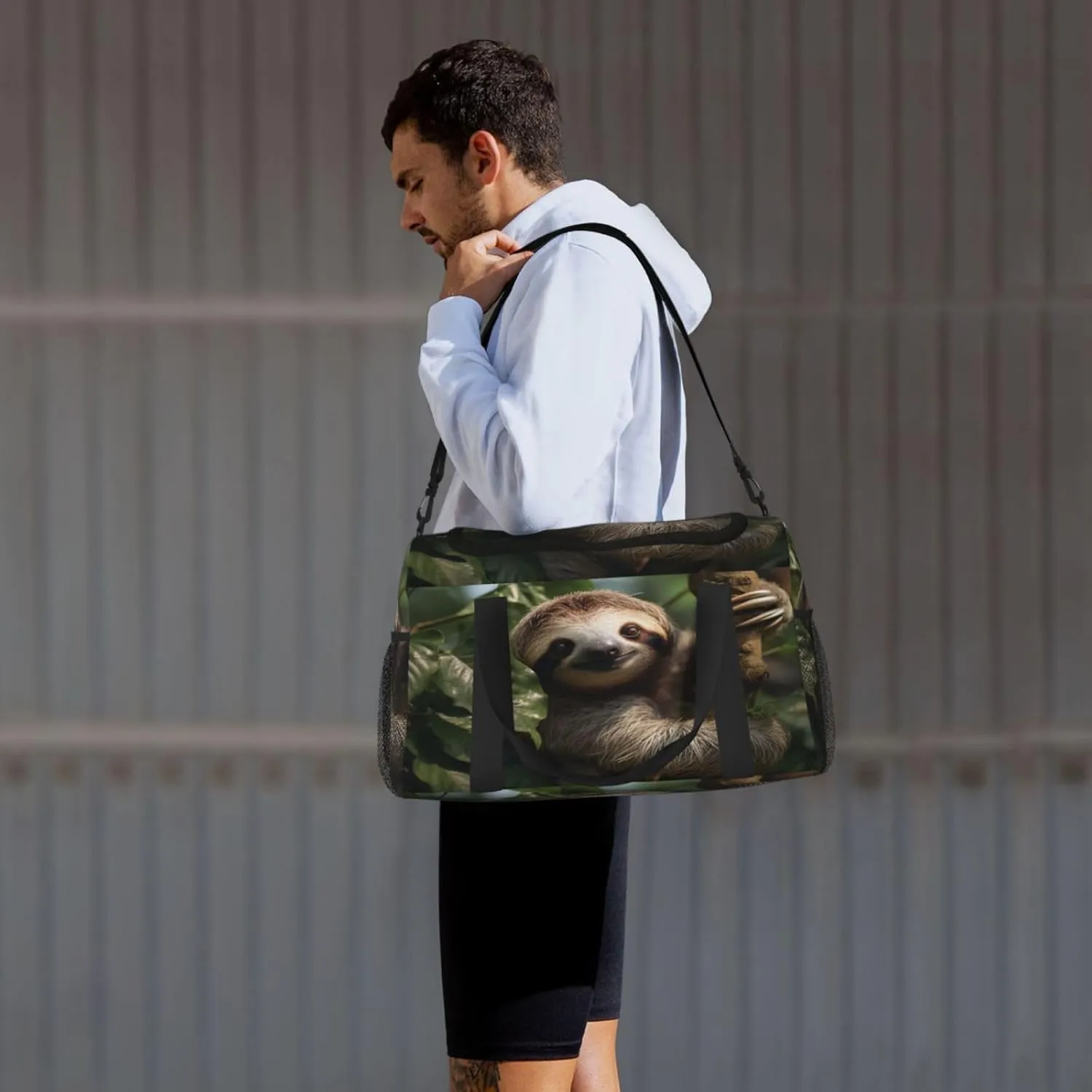 Travel Duffel Bag For Men Women, Cute Wildlife Sloth Carry On Sport Gym Bag With Shoulder Strap Lightweight Waterproof Weekender Bag Overnight Bag
