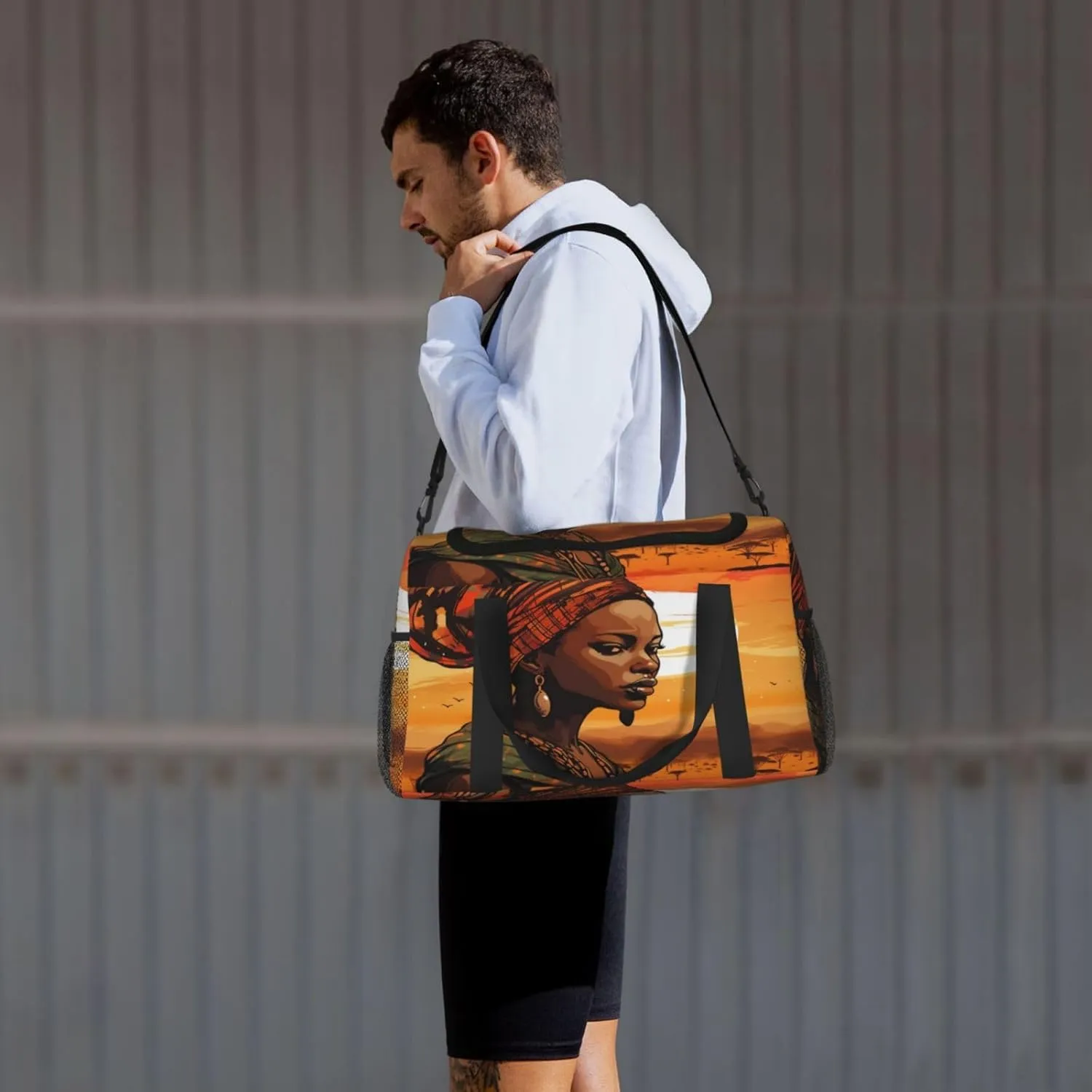 Travel Duffel Bag For Men Women, Ethnic African Woman Pattern Carry On Sport Gym Bag With Shoulder Strap Lightweight Waterproof Weekender Bag Overnight Bag