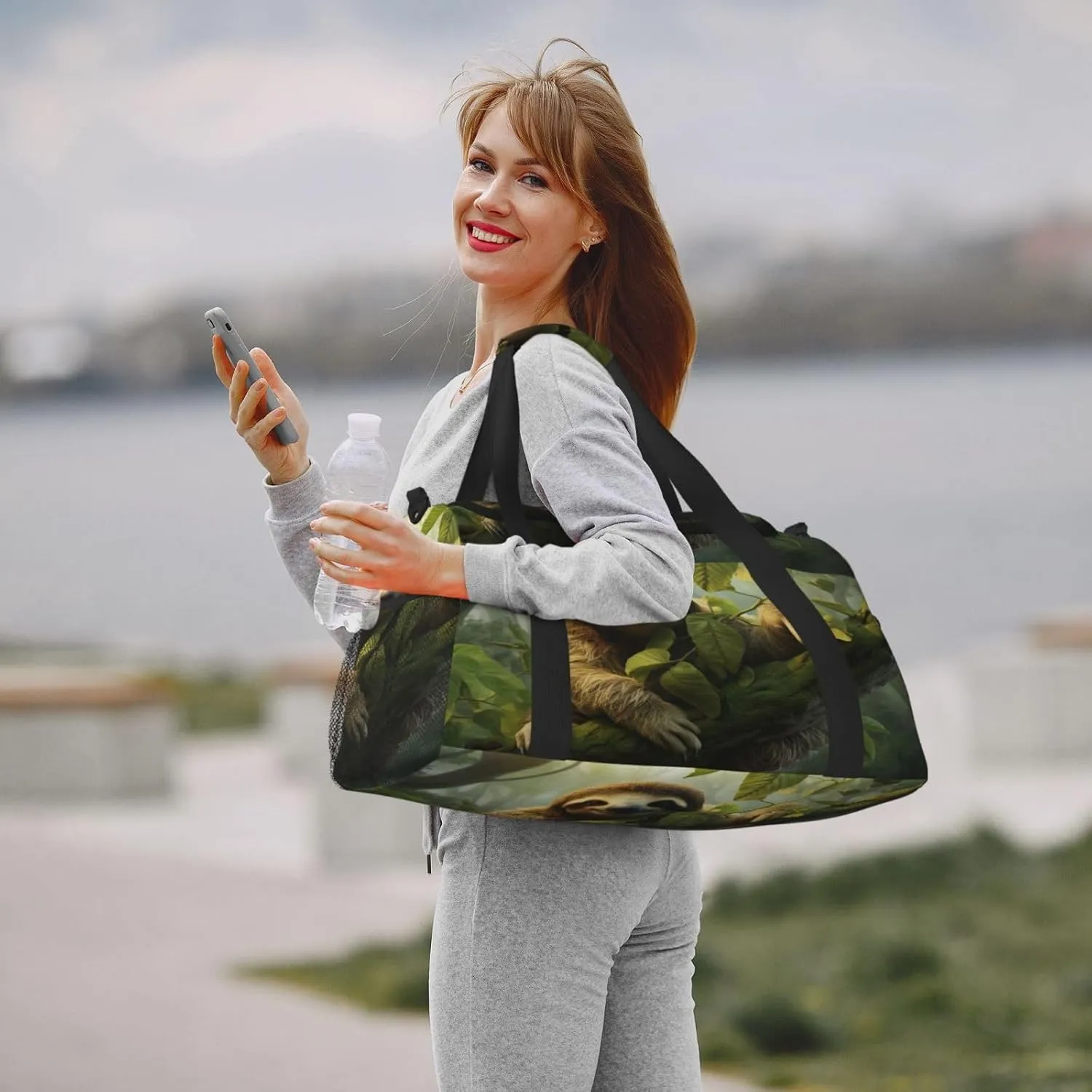 Travel Duffel Bag For Men Women, Forest Animal Sloth Carry On Sport Gym Bag With Shoulder Strap Lightweight Waterproof Weekender Bag Overnight Bag