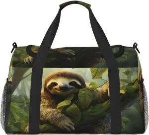Travel Duffel Bag For Men Women, Forest Animal Sloth Carry On Sport Gym Bag With Shoulder Strap Lightweight Waterproof Weekender Bag Overnight Bag