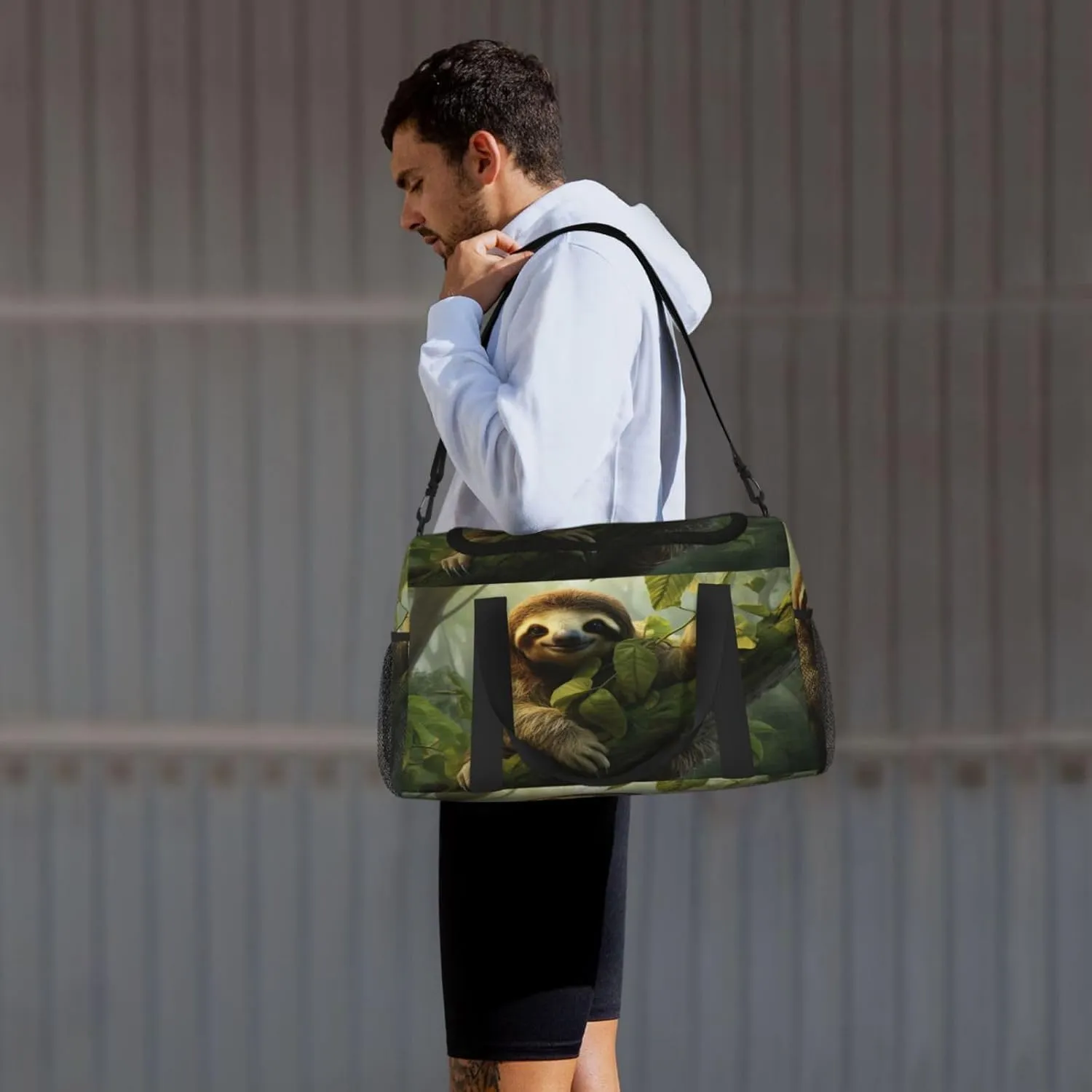 Travel Duffel Bag For Men Women, Forest Animal Sloth Carry On Sport Gym Bag With Shoulder Strap Lightweight Waterproof Weekender Bag Overnight Bag