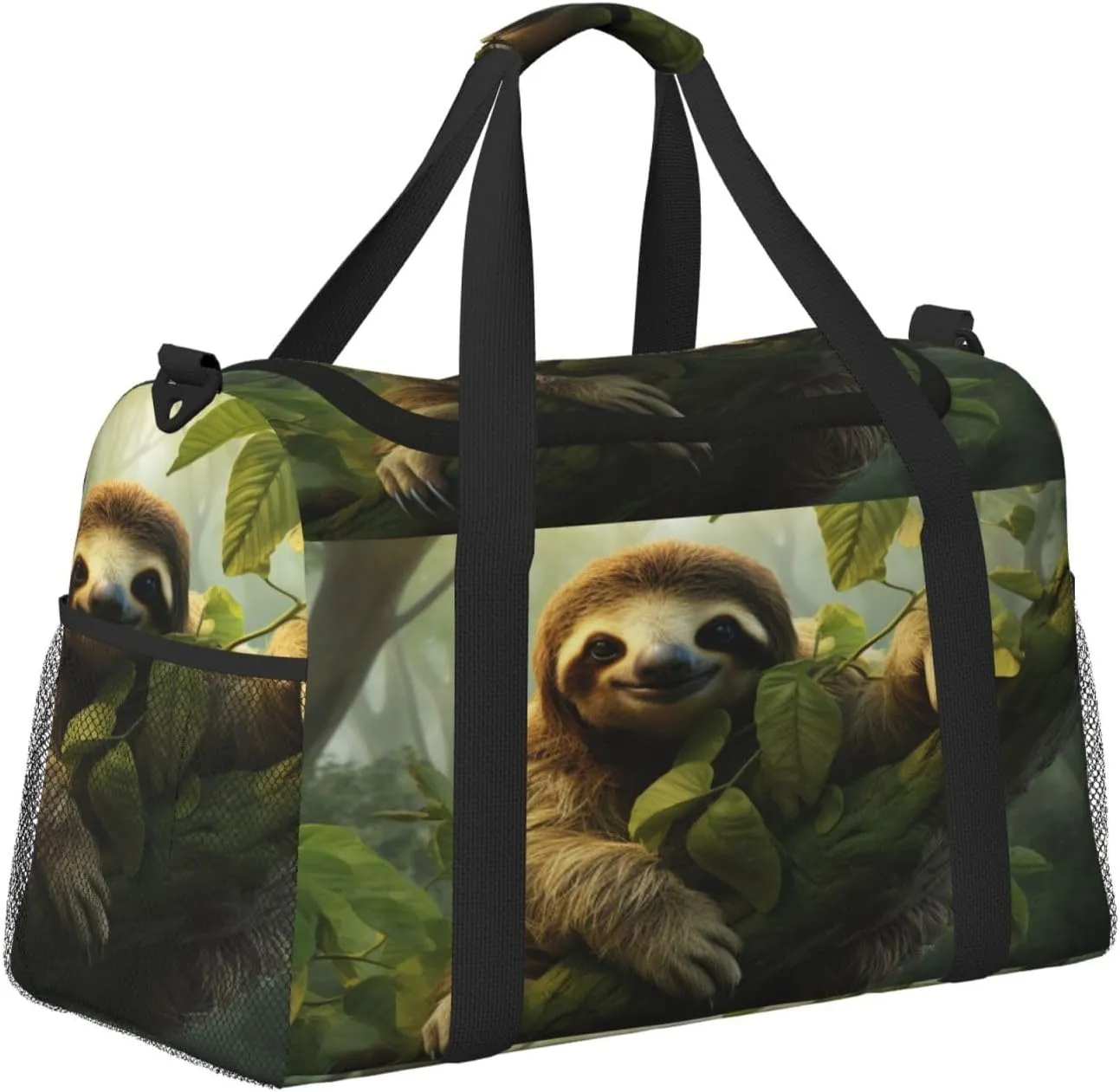 Travel Duffel Bag For Men Women, Forest Animal Sloth Carry On Sport Gym Bag With Shoulder Strap Lightweight Waterproof Weekender Bag Overnight Bag