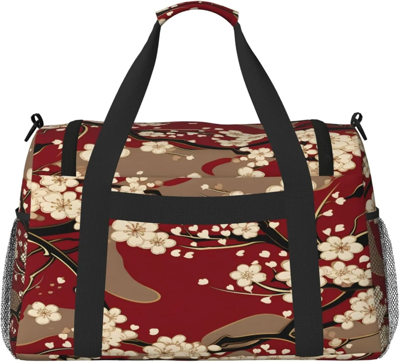 Travel Duffel Bag For Men Women, Japanese Cherry Flowers Carry On Sport Gym Bag With Shoulder Strap Lightweight Waterproof Weekender Bag Overnight Bag
