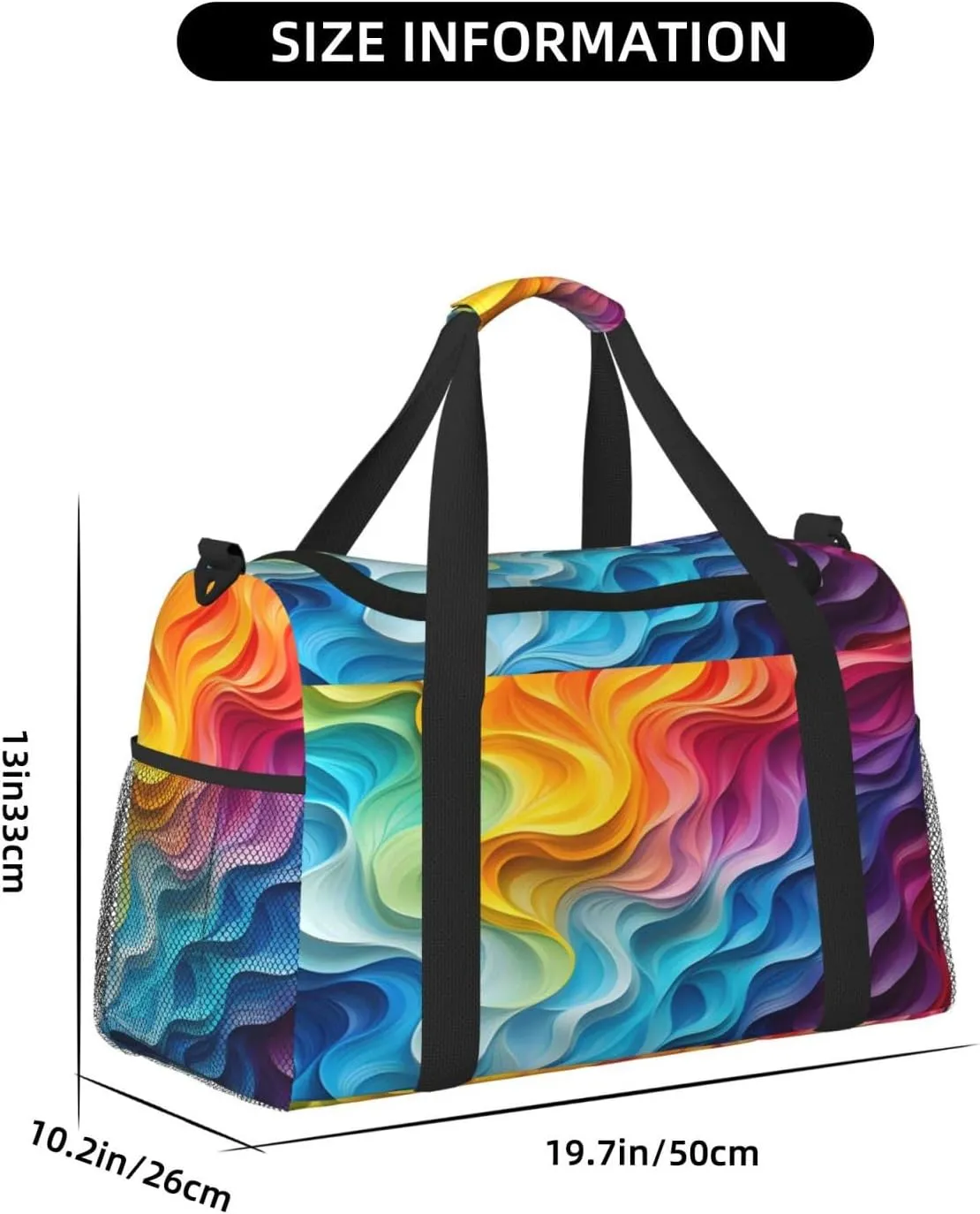 Travel Duffel Bag For Men Women, Rainbow Curve Stripe Carry On Sport Gym Bag With Shoulder Strap Lightweight Waterproof Weekender Bag Overnight Bag