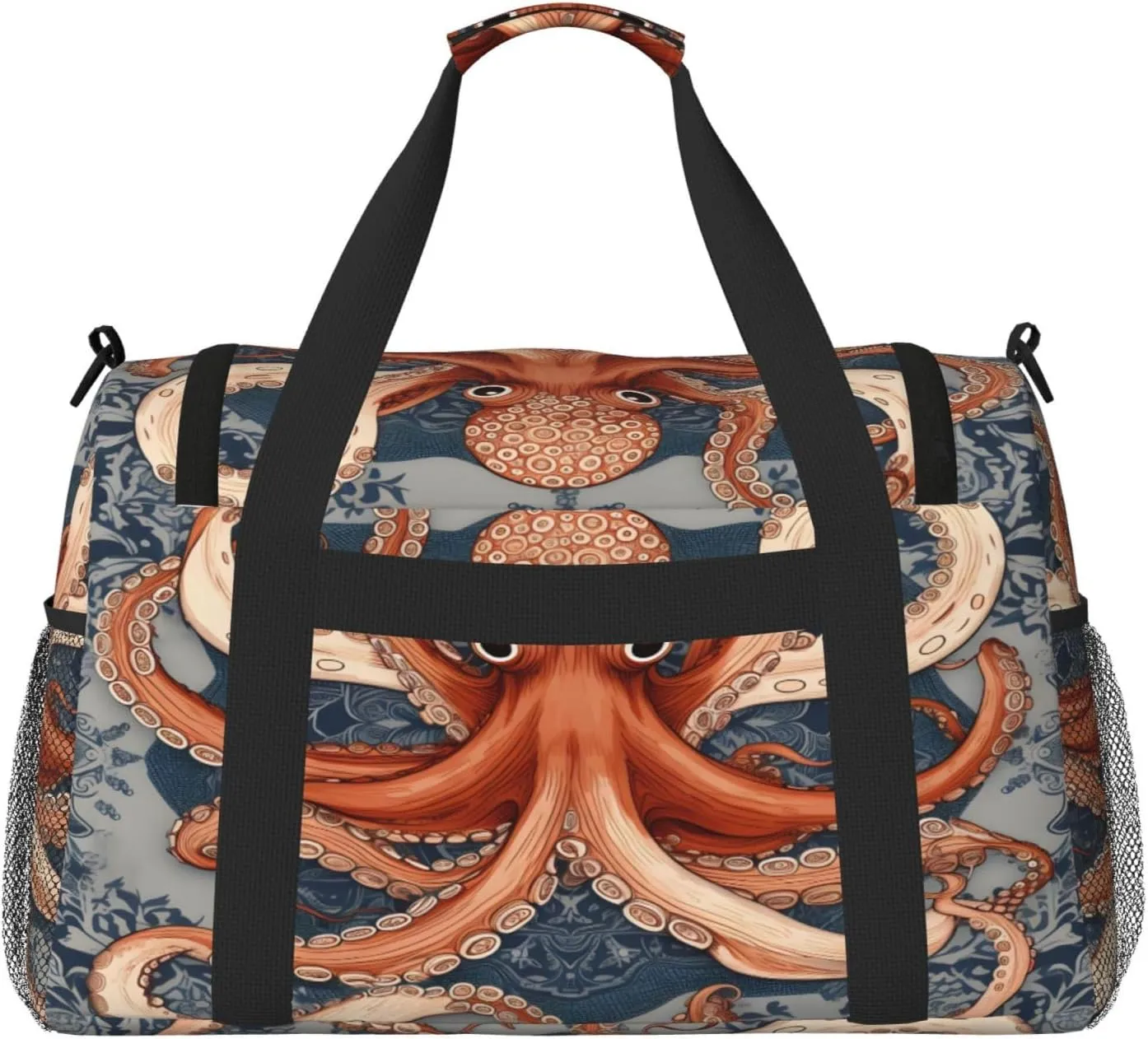 Travel Duffel Bag For Men Women, Vintage Octopus Animal Pattern Carry On Sport Gym Bag With Shoulder Strap Lightweight Waterproof Weekender Bag Overnight Bag