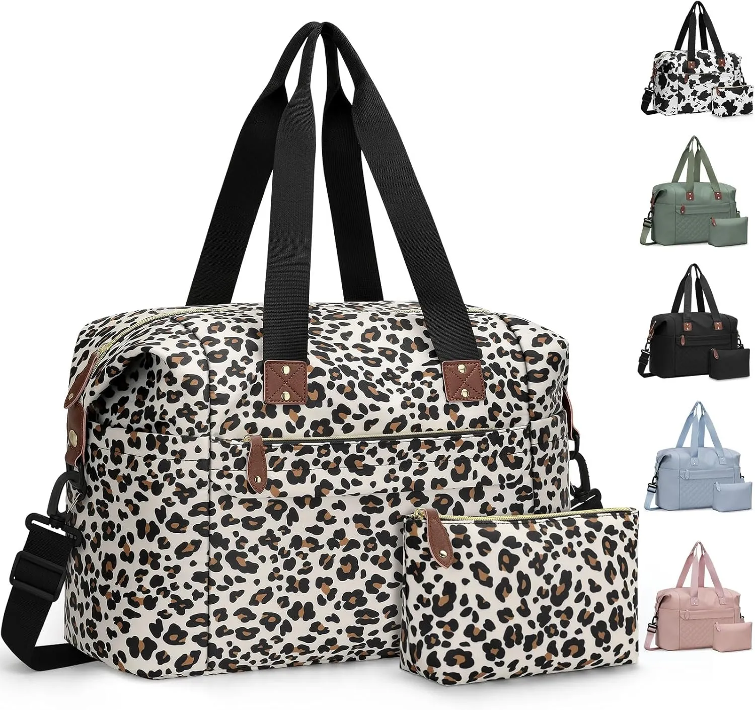 Travel Duffle Bag, Waterproof Weekender Overnight Hospital Bags for Women Men with Toiletry Bag Lightweight Carry on Personal Item Duffle Gym Bag for Travel, Airplanes, Sports