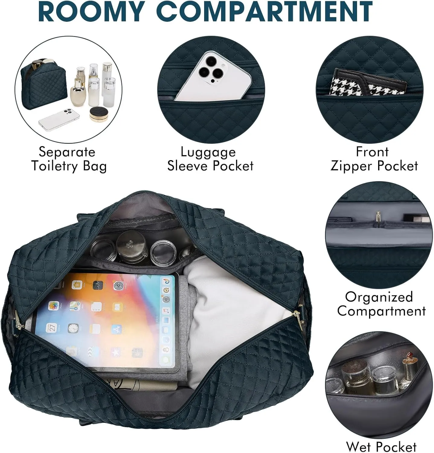 Travel Duffle Bag Weekender for Women - 38L Carry-On Overnight Bag Personal Item Bag with Shoe Compartment & Wet Pocket Weekend Tote Bags with Toiletry Bag Hospital Bags for Labor and Delivery