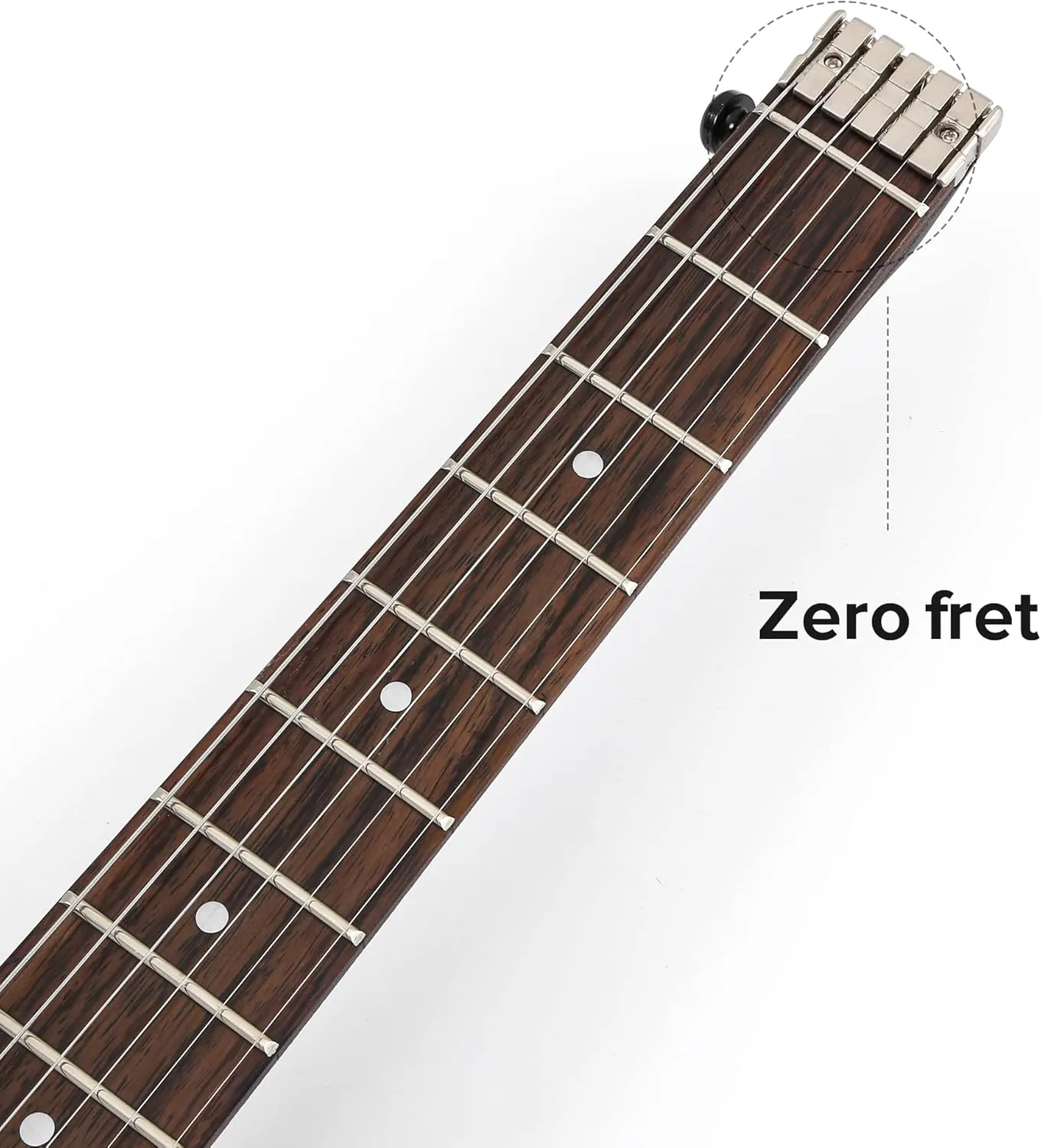 Travel Electric Guitar Headless 6 String Guitar One-piece Canada maple neck through body design Double Locking Tremolo Bridge with Gigbag Black